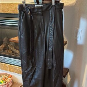 Mango Wide Leg Leather Pants